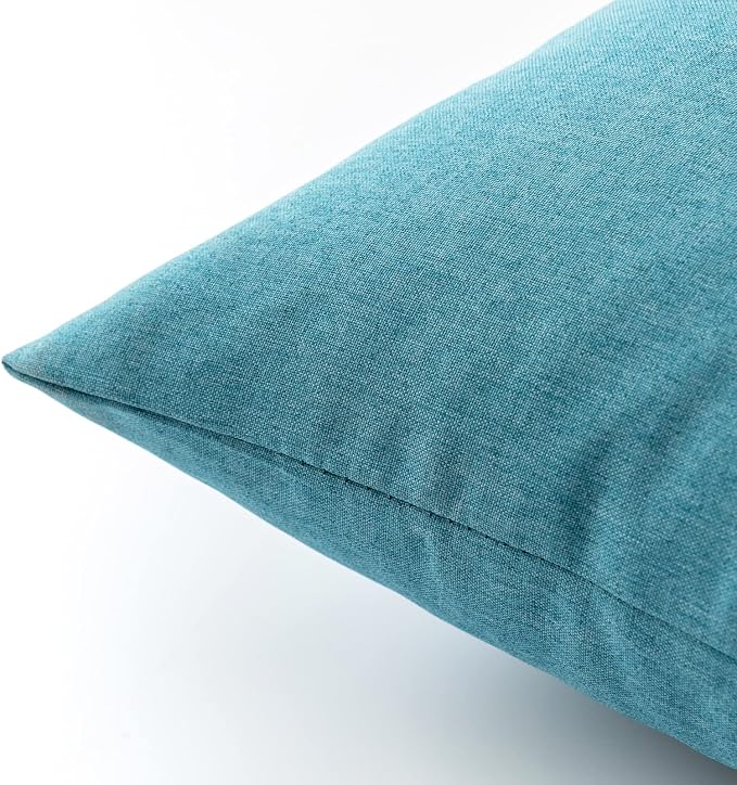 EMEMA Outdoor Waterproof Peacock Blue Pillow Covers 18x18 Inch Rustic Decorative Throw Pillow Covers Cushion Case Square for Patio Sofa Couch Home Bed Farmhouse Car Decor Set of 2