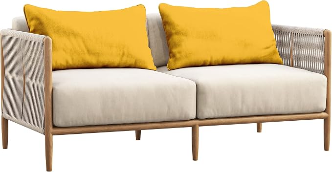 Indoor/Outdoor Polyester Fabric Lumbar Pillow Cover, All-Weather Waterproof Rectangular Cushion Case for Patio Furniture, 16 x 24 Set of 2 -Yellow