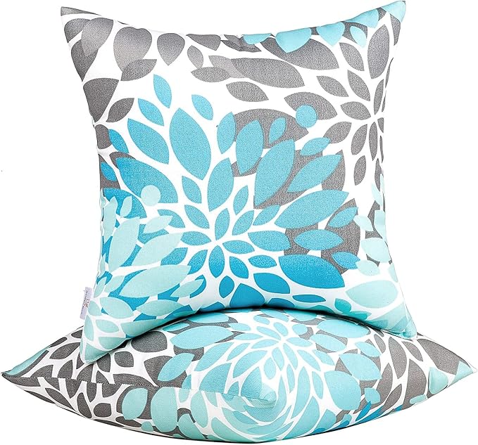 JMGBird Outdoor Pillow Covers 18x18 Throw Pillow Covers | outdoor pillows waterproof Blue Mandala Outdoor Patio Pillows for Patio Furniture