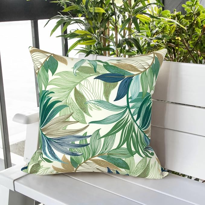 LVTXIII Outdoor Pillows 20x20 Inch, 2 Pack Large Decorative Square Throw Pillows with Inserts for Couch, Bed, Floor Seating, Patio Furniture, Lush Leaf Green
