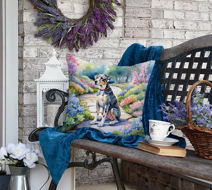 Caroline's Treasures Catahoula Spring Path Throw Pillow Machine Washable, Indoor Outdoor Decorative Pillow for Couch, Bed or Patio, 18Hx18W