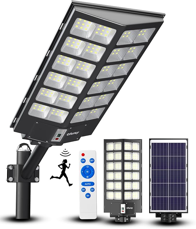 Solar Street Lights Outdoor,Of-9800W Commercial Parking Lot Light | Solar Flood Light, LED Area Light with Motion Sensor, Dusk to Dawn, Remote Control for Security Lighting in Streets, Barns