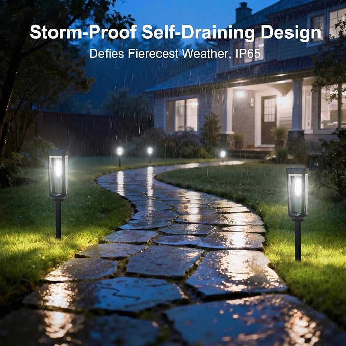 JEJOT Solar Pathway Lights Outdoor Waterproof, 6 Pack Solar Walkway Lights | Solar Light outdoor for Lawn Yard Garden Patio Driveway Decor Landscape, Cool White