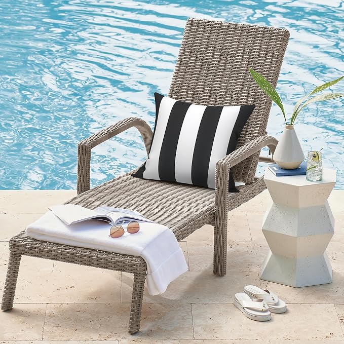 DYTXIII Pack of 2 Waterproof Outdoor Pillow with Inserts, 18x18 Square Patio Decorative Throw Pillow for Home,Sofa,Bench and Patio Furniture,Cabana Black