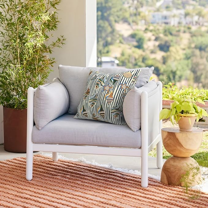 Outdoor 20x20 Inch Throw Pillows with Inners, Square Pillows Decorative Set of 2 for Home Garden Furniture, Crayon Shells
