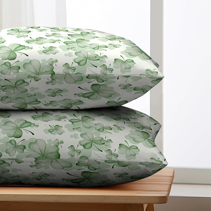 Spring Summer Green Flower Clover Lumbar Pillow Cases St Patricks Pillow Covers 12x20 Set of 2 Lucky Charm Throw Pillow Covers St Patricks Home Decor for Couch Bed Sofa
