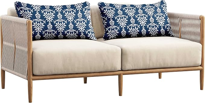 Indoor/Outdoor Polyester Fabric Lumbar Pillow Cover, All-Weather Waterproof Rectangular Cushion Case for Patio Furniture, 12 x 24 Set of 2 - Block-30