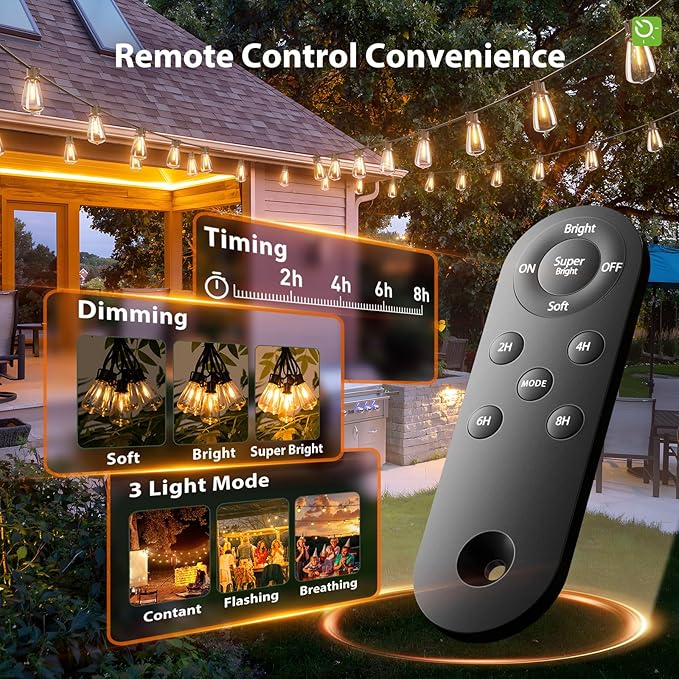 KYY 78FT(72+6) Solar String Lights Outdoor with USB Port Remote Control | LED Waterproof Solar Powered Patio with 24 Sockets, Heavy-Duty and UL Listed Porch Market Lights