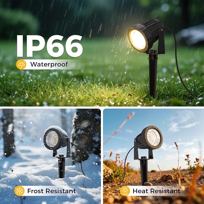 L LOHAS LED 12W Dusk to Dawn Outdoor Spotlight 3000K Landscape Light 4 Pack | 12W Landscape Spotlight with Warm White Light, Outdoor Flood Light for Yard, Garden, House and Pathway Lighting