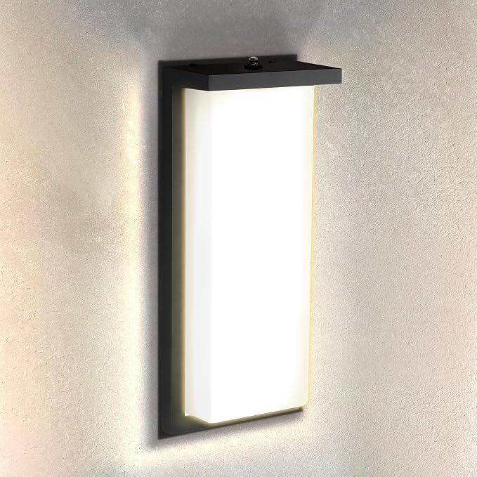 ASD LED 14" Outdoor Wall Light, Dusk to Dawn Front Door House Sconce | 3CCT, Photocell, Waterproof, ETL Listed | 20W 1900LM 3000-5000K 120V | Exterior Patio Lighting Fixture, Porch Lamp | Black