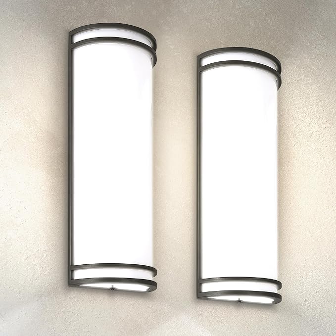 ASD 18 Inch LED Outdoor Sconce Lights - 20W 120-277V 3000K 4000K 5000K Black Exterior Lighting Fixtures, Dimmable Exterior Lights for House, Modern Patio Wall Light Fixture ETL, 2 Pack