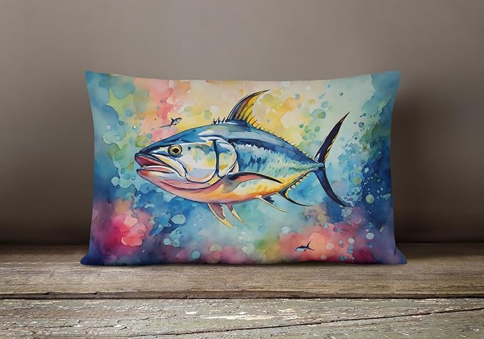 Caroline's Treasures DAC2843PW1216 Yellowfin Tuna Throw Pillow Machine Washable, Indoor Outdoor Decorative Pillow for Couch, Bed or Patio, 12HX16W