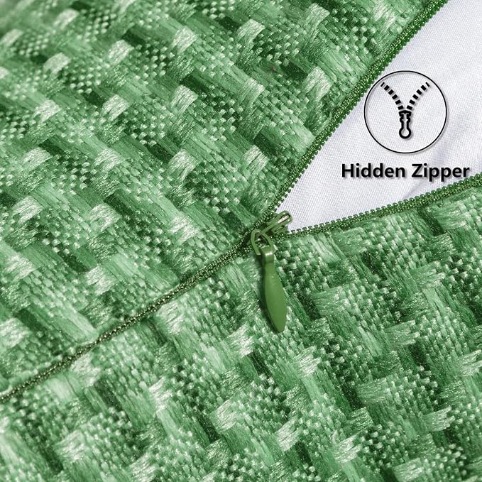 Kevin Textile Outdoor Waterproof 20"x20" Pillow Covers 2 Pack, Sage Green | Water Resistant Weaving Faux Linen Texture Throw Pillow Covers, Outside Decorative Pillowcases for Garden Patio Balcony Couch