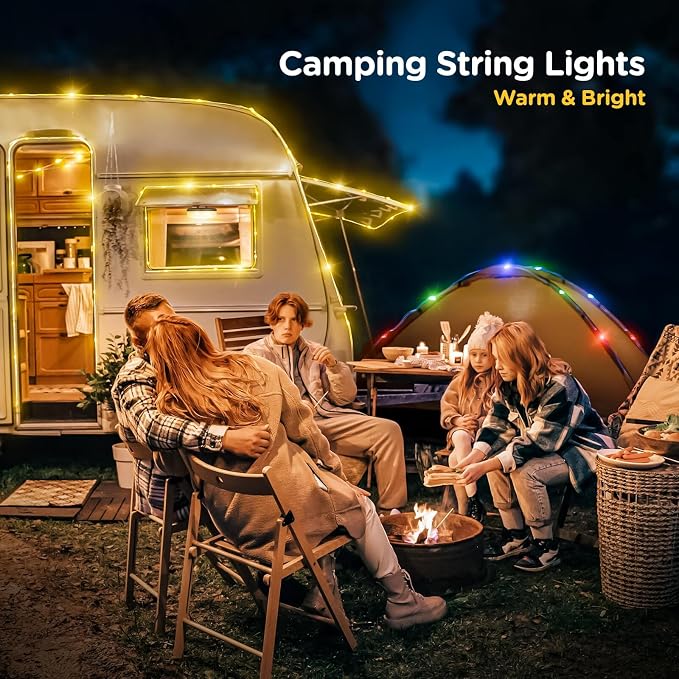 3-Pack Camping String Lights, 32.8FT Rechargeable Lights | Protable Rechargeable Fairy Tent Lights String , Waterproof Portable LED Lamp for Outdoor Indoor Patio Decor Essentials
