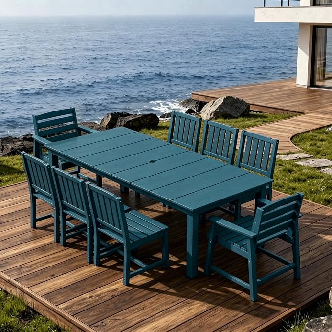 AreShark Patio Dining Chair Set of 2,All Weather HDPE Outdoor Dining Armchairs with Wide Seat and Backrest,Weatherproof Patio Chairs for Garden,Backyard,Deck,Navy Blue