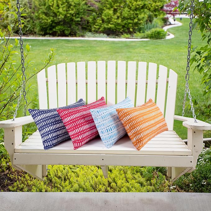 Pack of 2 Outdoor Pillows, 12x20 Outdoor Lumbar Pillows Waterproof | Outdoor Throw Pillows with Inserts, Fluffy and Supportive, Decorative Pillow for Patio and Garden, Pebble Blue