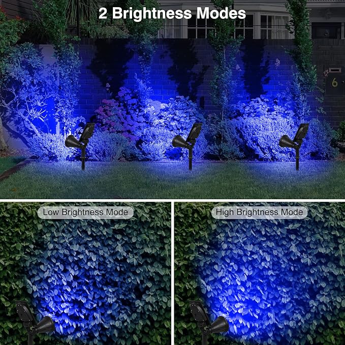 T-SUN Blue Solar Spotlights, Solar Lights Outdoor Waterproof, Auto ON/Off Adjustable Solar Garden Pond Lights for Tree, Patio, Yard, Garden, Driveway, Stairs, Pool Area (Blue- 4 Pack)
