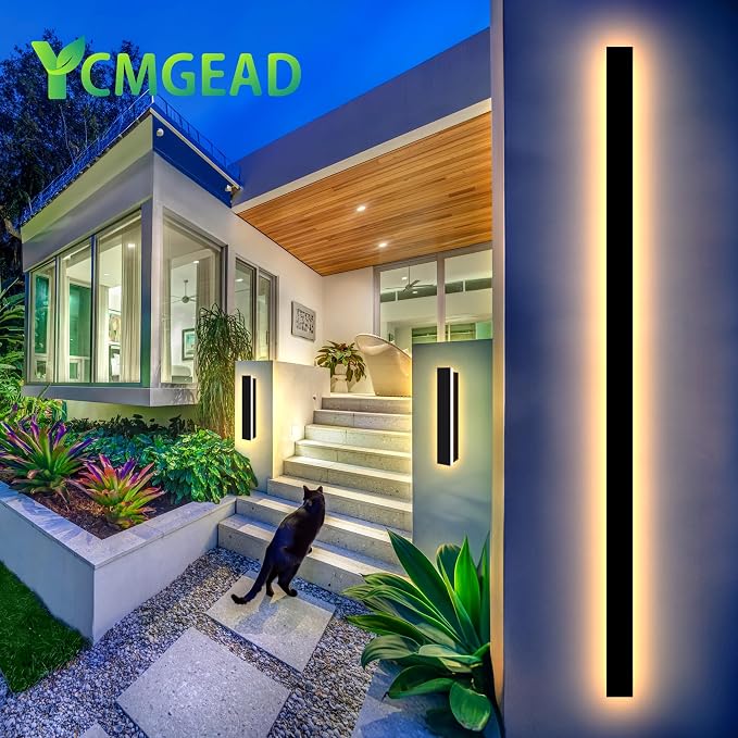 Outdoor Wall Light LED Long Wall Sconce 7.88in Ip65 Waterproof Black Modern Outdoor Lights 3000k 7W Metal Exterior Light Fixture for Porch Light Patio Front Door Yard Garden Villa Living Room