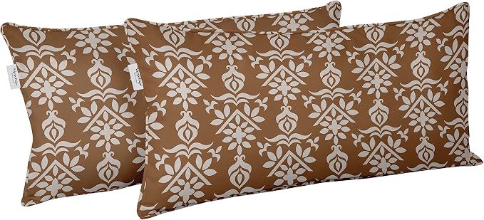 Indoor/Outdoor Polyester Fabric Lumbar Pillow Cover, All-Weather Waterproof Rectangular Cushion Case for Patio Furniture, 12 x 20 Set of 2 - Asian Block-14