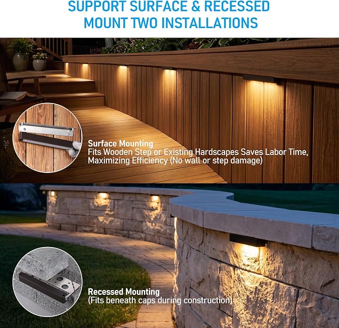 LEONLITE 8-Pack 5CCT 7 Inch LED Hardscape Lighting, 1800K-5000K | LED Landscape Lighting, 12-24V AC/DC Paver Light Low Voltage Retaining Wall Lights, 5W Outdoor Step Lights, ETL