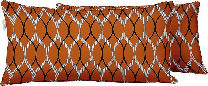 Indoor/Outdoor Polyester Fabric Lumbar Pillow Cover, All-Weather Waterproof Rectangular Cushion Case for Patio Furniture, 16 x 24 Set of 2 - Block-49