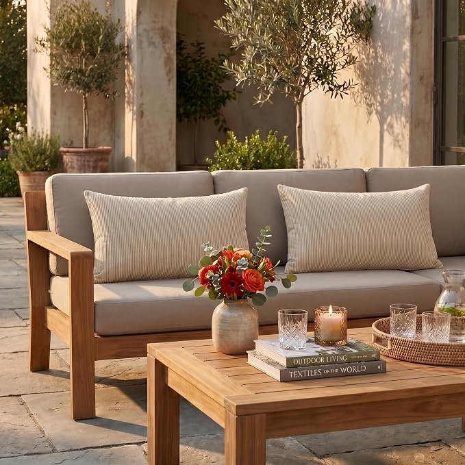 RSH DECOR: Lumbar Throw Pillows Set of 2 | 20" x 12" | Water and Fade-Resistant Performance Fabric | Outdoor Pillow Covers with Down-Alternative Inserts | Made in USA (Logic Bones)