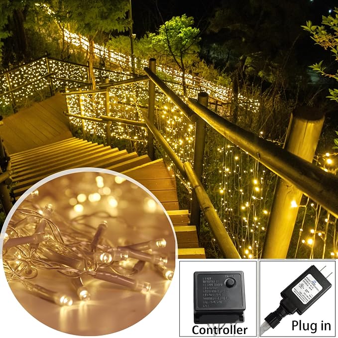 Solhice LED Curtain Lights Outside 40ft x 3ft for Backyard, 600 LED Plug in Hanging Fence String Lights Outdoor Waterproof for Backdrop Backyard Patio Deck Décor (Not Connectable)