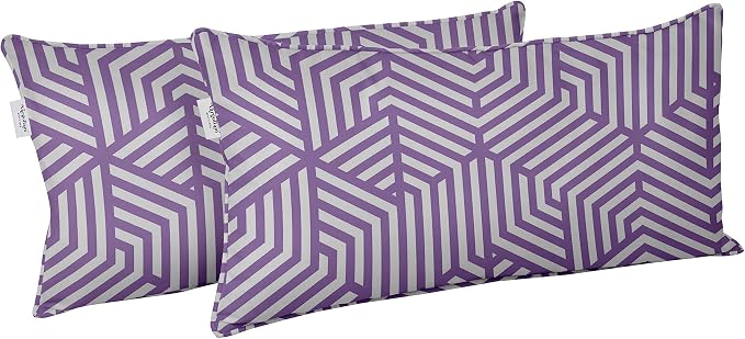 Indoor/Outdoor Polyester Fabric Lumbar Pillow Cover, All-Weather Waterproof Rectangular Cushion Case for Patio Furniture, 12 x 18 Set of 2 - Abstracts-44