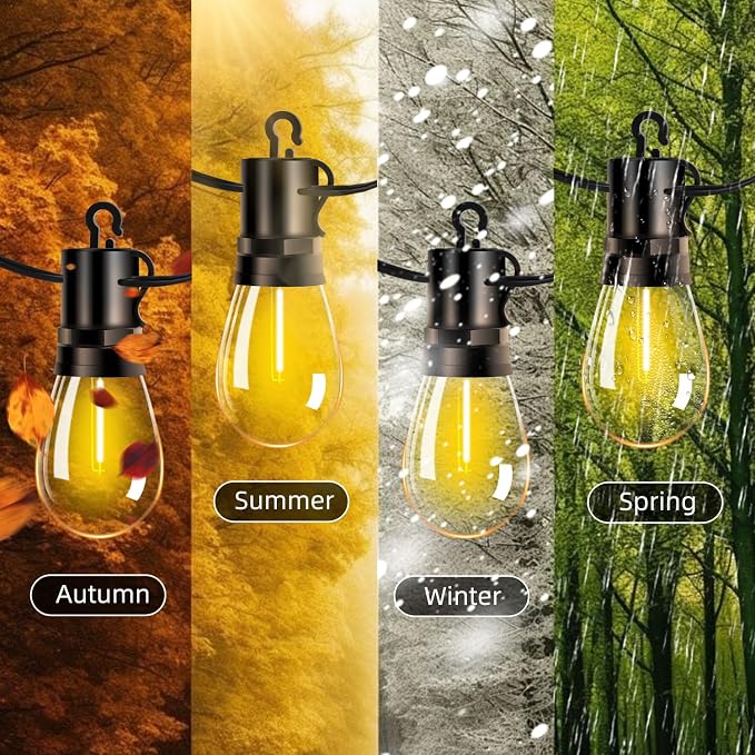 Outdoor Patio String Lights 100ft: S14 LED Shatterproof Bulbs 3 Modes Button Control - Waterproof Connectable Hanging Lights - Garden Backyard Yard Gazebo Porch Party Decorative