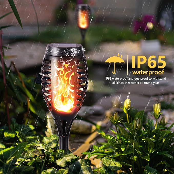 Toodour Solar Torch Flame Lights, 6 Pack Solar Lights Outdoor with Flickering Flame, Waterproof Patio Light Landscape Decoration Lighting for Garden, Lawn, Yard, Outdoor Decorations