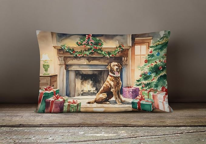 Caroline's Treasures DAC2629PW1216 Chesapeake Bay Retriever Cozy Christmas Throw Pillow Machine Washable, Indoor Outdoor Decorative Pillow for Couch, Bed or Patio, 12HX16W