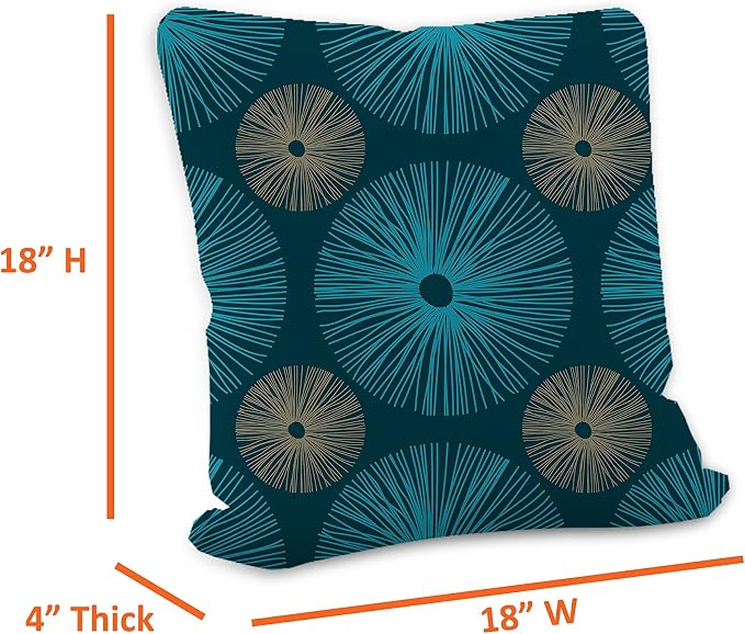 Covers & All Outdoor Square Throw Pillow Cover with Zipper - for Patio Furniture Sofa, Car, Bed UV Resistant Durable Polyester Cushion Case for Home Décor. (18" X 18", Design 03)