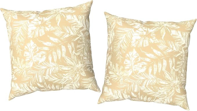 Outdoor Pillow Covers Waterproof 20x20 Inch Set of 2 Tropical Leaf Oat Decorative Outside Patio Furniture Cushion Cases Decor for Porch Garden