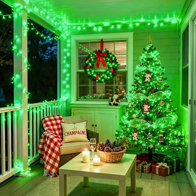 JMEXSUSS 600 LED Green Lights Indoor Outdoor Waterproof for Halloween Decor | Plug in 168 FT Green Christmas String Lights for Yard Tree Room Garden Halloween Party Xmas Decor, 8 Mode, Remote