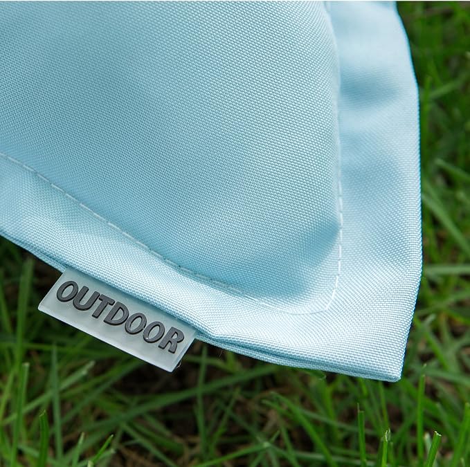 LIGICKY Light Blue Outdoor Lumbar Pillows Waterproof Pillow Covers 12x20 Inch Pack of 2 Decorative Rectangle Solid Color Pillows with Wide Edge Cushion Cover for Patio Tent Garden Couch Balcony