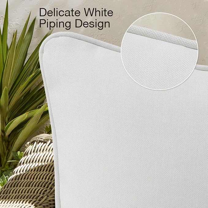 Unimatta Decorative Outdoor Water Repellent Throw Pillows with Inserts, Set of 4, 20" x12" Pillows for Patio, Backyard, Bed, Couch, and Patio Furniture, Linen