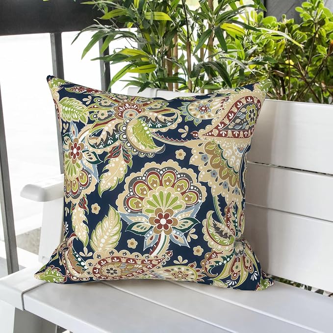 LVTXIII Outdoor Pillows 20x20 Inch, 2 Pack Large Decorative Square Throw Pillows with Inserts for Couch, Bed, Floor Seating, Patio Furniture, Paisley Bloom