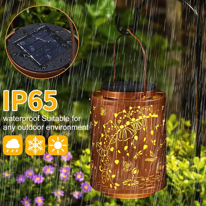 Cat Solar Lanterns Metal Hanging Garden Decor Birthday Gifts for Women | Solar Lights Waterproof Outdoor Decoration for Outside LED Lanterns for Yard Patio Lawn Gifts for Mon Grandma