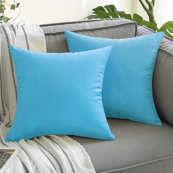VAKADO Outdoor Waterproof Throw Pillow Covers Decorative Sky Blue Outside Patio Furniture Cushion Cases Decor for Garden Bench Porch Couch Tent Sunbrella 20x20 Pack of 2