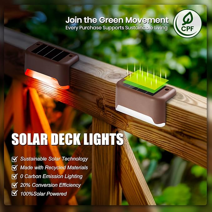 SOLPEX Color Changing Solar Deck Lights, 16 Pack Waterproof LED Lights | Step Lights for Decks,Stairs,Fences,Yards and Patios