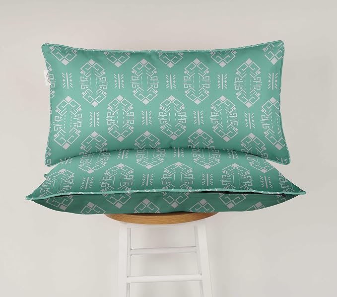Indoor/Outdoor Polyester Fabric Lumbar Pillow Cover, All-Weather Waterproof Rectangular Cushion Case for Patio Furniture, 12 x 24 Set of 2 - Abstracts-37