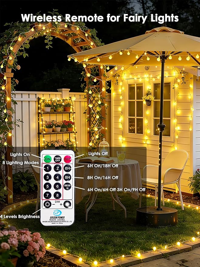 LORRYTE Connectable 43FT 100LED Globe String Lights Indoor, Classroom Light | Warm White String Lights Plug in, Remote, 8 Modes, IP44 Waterproof, Hanging Fairy Lights for Bedroom Outdoor Party Xmas Decor