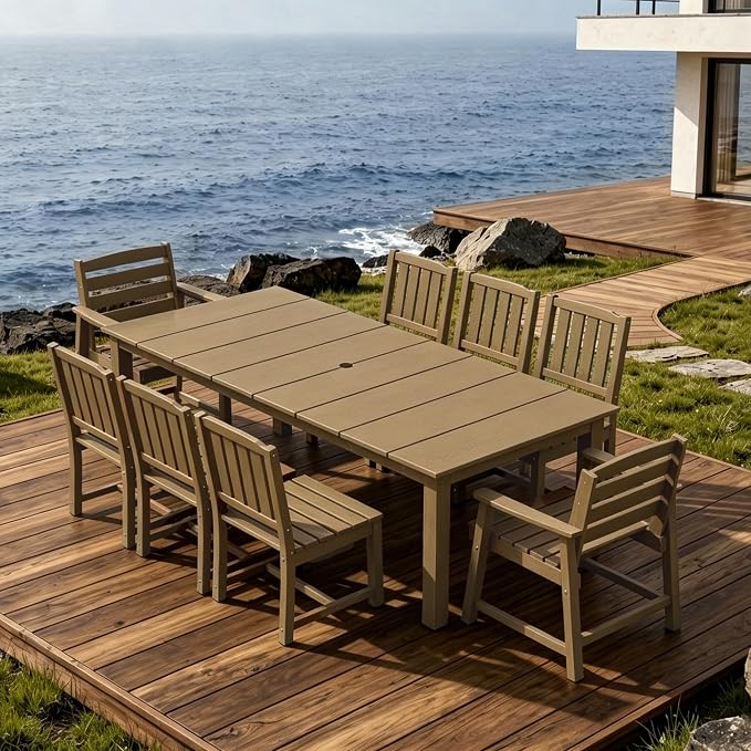 AreShark Patio Dining Chair Set of 2,All Weather HDPE Outdoor Dining Armless Chairs with Wide Seat and Backrest,Weatherproof Patio Chairs for Garden,Backyard,Deck,Brown