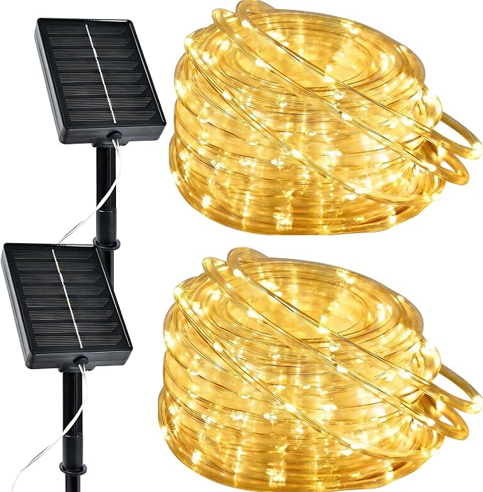 MERRIMAX M Solar Rope Lights Outdoor, 2 Packs 144FT 400LED, Warm White | 8 Lighting Modes, Waterproof, Solar Powered Fairy Lights, For Party Garden Yard Home Holiday Tree Decoration