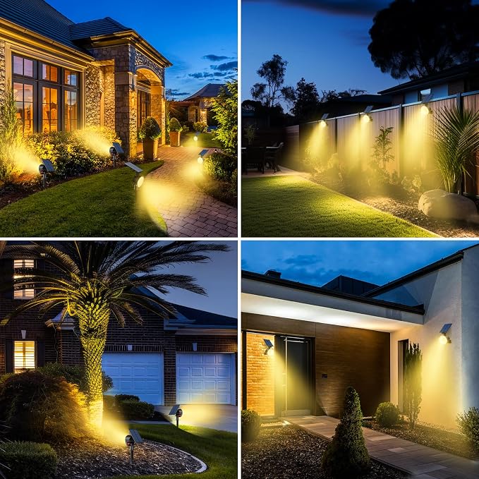 nipify Solar Spot Lights Outdoor Waterproof, Landscape Spotlights | Warm White, 1 Pack/53 LED/3 Modes, Adjustable Solar Panels, Auto On/Off, Uplights Lighting for Outside Tree Yard Flag Garden
