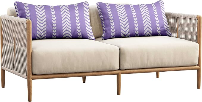 Indoor/Outdoor Polyester Fabric Lumbar Pillow Cover, All-Weather Waterproof Rectangular Cushion Case for Patio Furniture, 16 x 24 Set of 2 - Striped-48