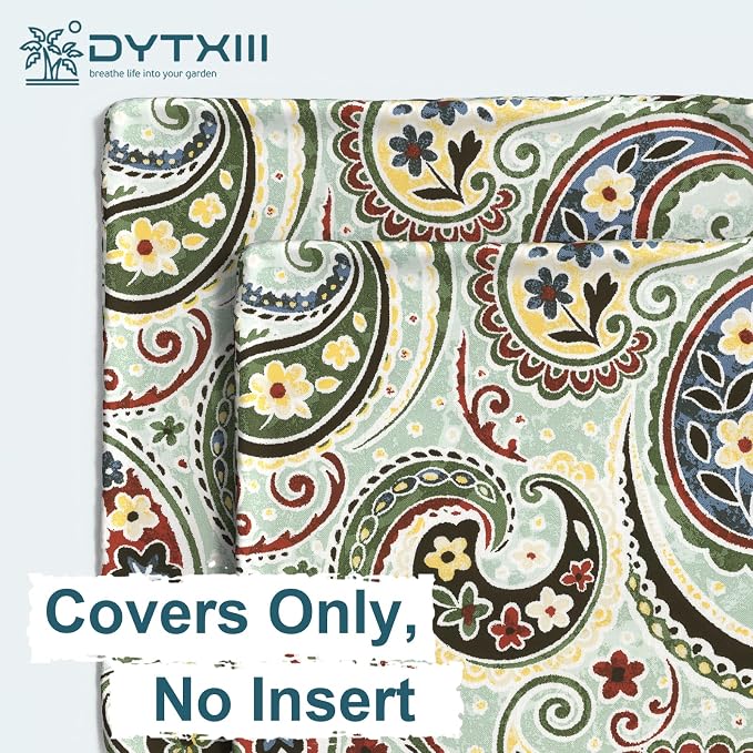 DYTXIII Pack of 2 Outdoor Waterproof Pillow Covers ONLY, 18"x18" Square Decorative Double Printed Throw Pillow Cases for Patio Couch Porch Furniture, Paisley Lightcyan