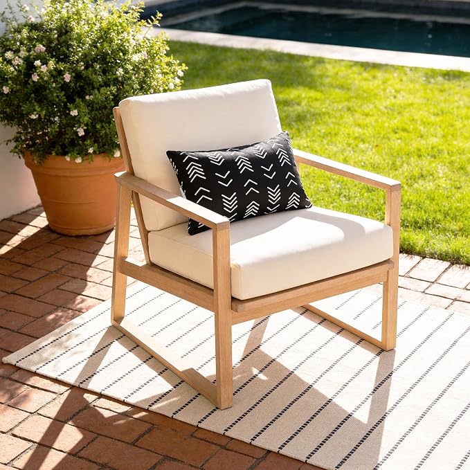Black Geometric Outdoor Chaise Lounge Head Pillow 11"x16" Set of 2 | Waterproof Lumbar Pillows with Insert Adjustable Elastic Strap, Neck Attachment for Recliner Patio Beach Pool