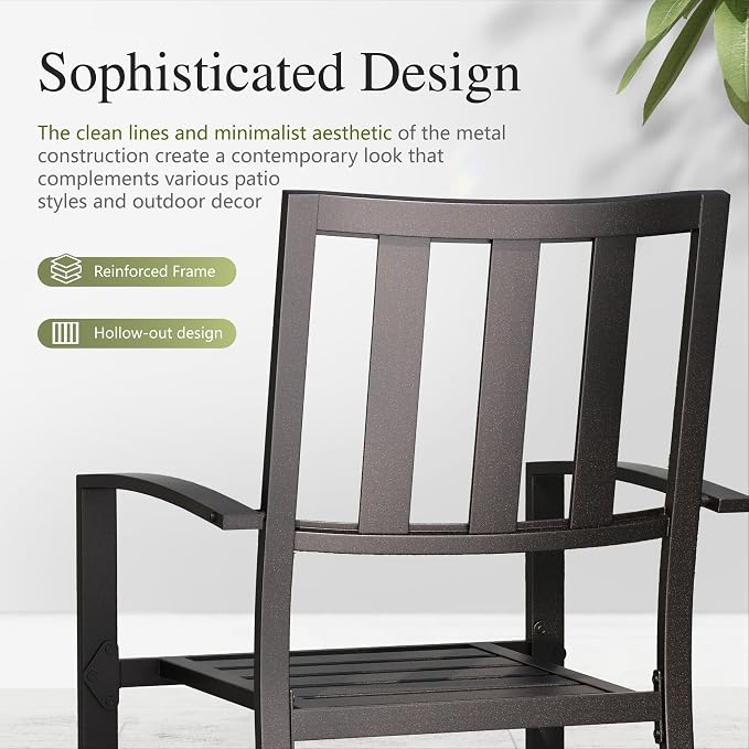Sophia & William Patio Table and Chairs Set, Outdoor Dining Set for 8, 9 Piece Metal Patio Furniture, 82.7" Black Rectangular Table(Stripe)