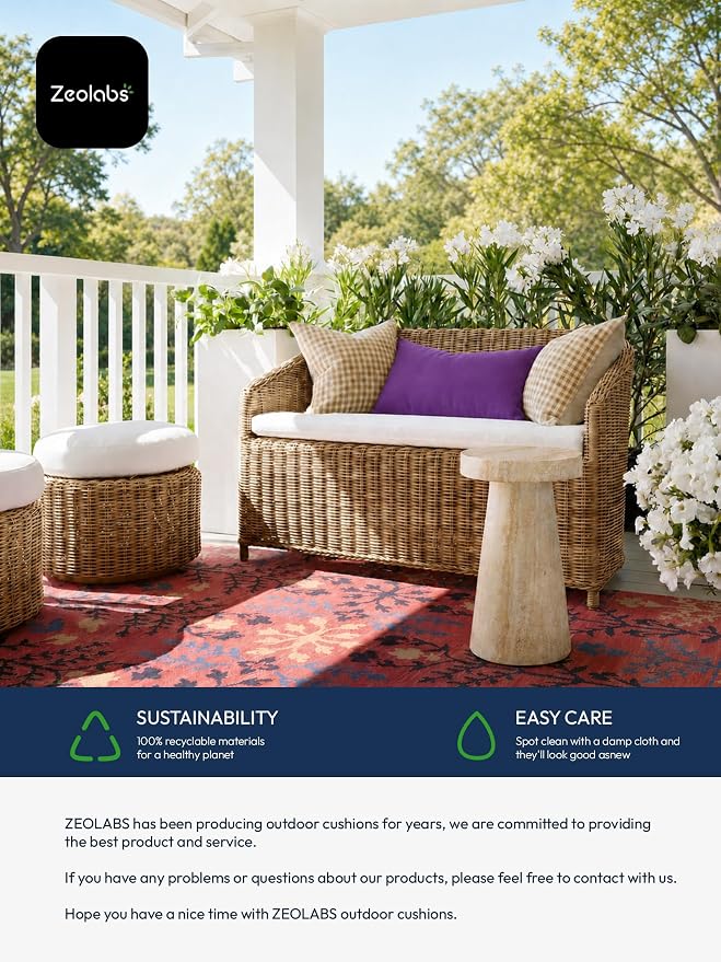 Indoor Outdoor Lumbar Pillows,Waterproof Outdoor Pillows Set of 4 for Patio Furniture,12×20 Inch, Purple